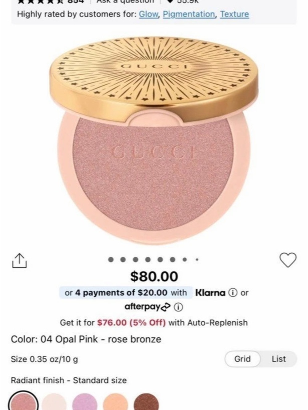 Gucci Glow Multi-Use Illuminating Gel-Powder Highlighter Pink Highlighter